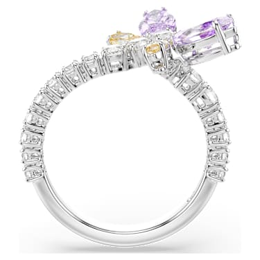 Ariana Grande x Swarovski motif ring, Mixed cuts, Dragonfly, Multicoloured, Rhodium plated - Swarovski, 5737366