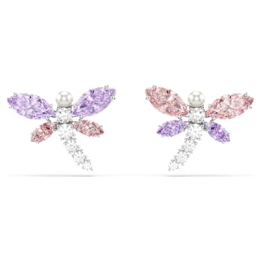 Ariana Grande x Swarovski düğme Küpeler, Karışık kesimler, Yusufçuk, Çok renkli, Rodyum kaplama - Swarovski, 5737371