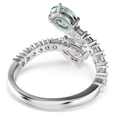 Ariana Grande x Swarovski open ring, Mixed cuts, Multicoloured, Rhodium plated - Swarovski, 5737372