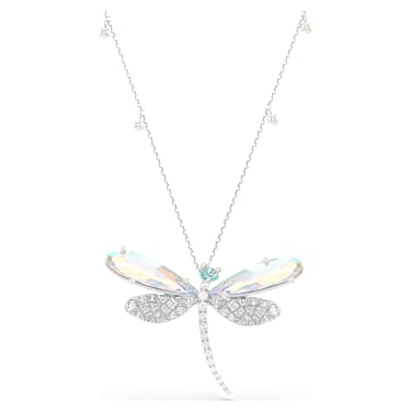 Přívěsek s broží Ariana Grande x Swarovski, Křišťálová perla, Různé výbrusy, Vážka, Bílý, Pokoveno rhodiem - Swarovski, 5737429