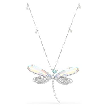 Ariana Grande x Swarovski จี้สร้อยคอและเข็มกลัด, มุกคริสตัล, ผสมผสานเหลี่ยมเจียระไนหลายหลายรูปแบบ, แมลงปอ, ขาว, เคลือบโรเดียม - Swarovski, 5737429