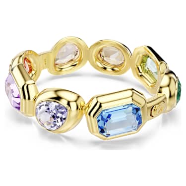 Gema กำไลแบบ Cuff, คริสตัลขนาดใหญ่, ผสมผสานเหลี่ยมเจียระไนหลากหลายรูปแบบ, หลากสี, เคลือบโทนสีทอง - Swarovski, 5737441