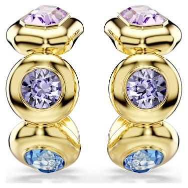 Gema hoop earrings, Mixed cuts, Multicoloured, 18K gold finish - Swarovski, 5737444