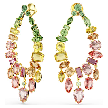 Gema 드롭 이어링, 믹스 컷, 샹들리에, 멀티컬러, 18K 골드 피니시 - Swarovski, 5737445