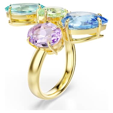 Gema motif ring, Mixed cuts, Multicoloured, Gold-tone plated - Swarovski, 5737448