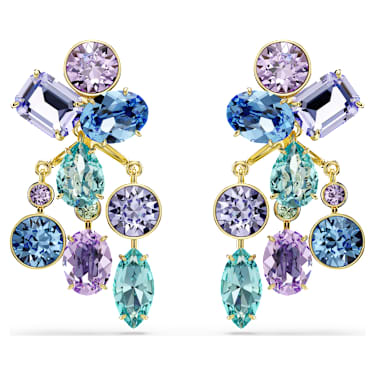 Gema earring jackets, Mixed cuts, Multicolored, Gold-tone plated - Swarovski, 5737450