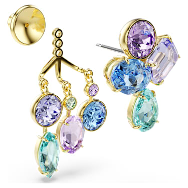Gema küpe gömlekleri, Karışık kesimler, Çok renkli, 18k altın rengi yüzey - Swarovski, 5737450