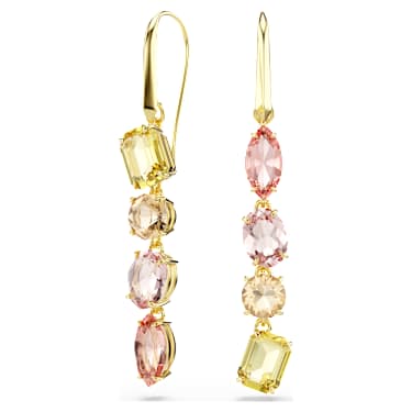 Gema ドロップピアス, アシンメトリーデザイン, ミックスカット, ピンク, 18Kゴールドコーティング - Swarovski, 5737454