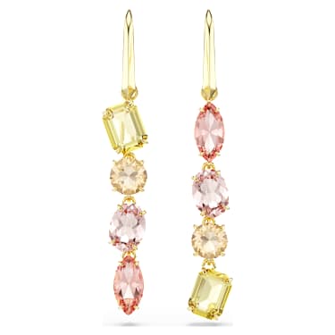 Gema Hängande örhängen, Asymmetrisk design, Blandade slipningar, Rosa, 18K guldfinish - Swarovski, 5737454