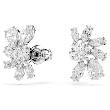 Kolczyki zapinane na sztyft Mesmera, Szlify różnorodne, Kwiat, Białe, Powłoka z rodu - Swarovski, 5737462