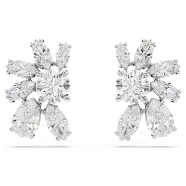 Cercei stud Mesmera, Tăieturi mixte, Floare, Albi, Placat cu rodiu - Swarovski, 5737462