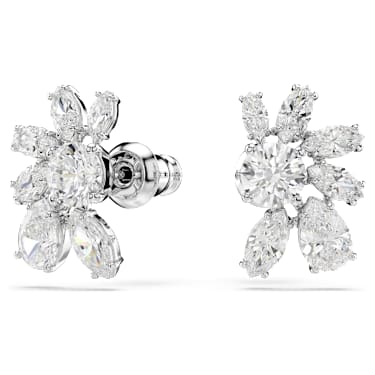 Cercei stud Mesmera, Tăieturi mixte, Floare, Albi, Placat cu rodiu - Swarovski, 5737462