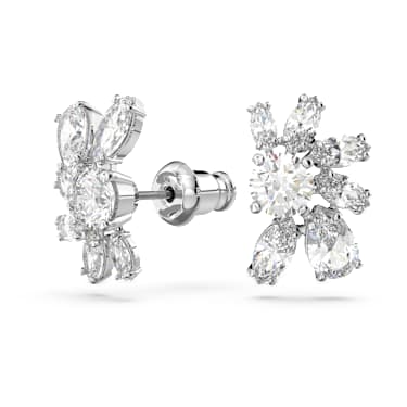 Uhančki Mesmera, Mešani rezi, Roža, Beli, Prevleka iz rodija - Swarovski, 5737462