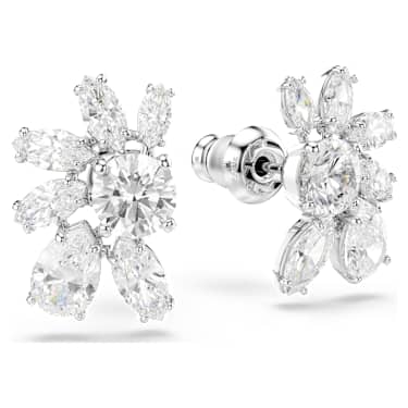 Cercei stud Mesmera, Tăieturi mixte, Floare, Albi, Placat cu rodiu - Swarovski, 5737462