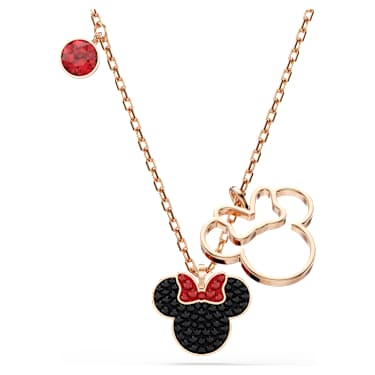 Mickey & Minnie pendant, Multicoloured, Rose gold-tone plated - Swarovski, 5737558