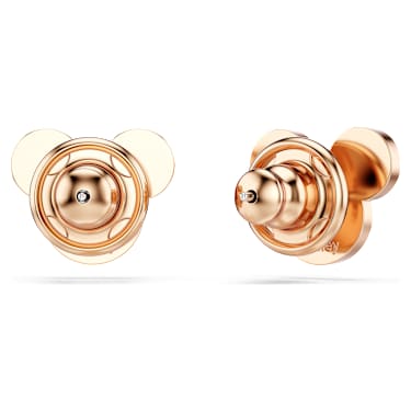 Mickey & Minnie 스터드 이어링, 블랙, 로즈골드 톤 플래팅 - Swarovski, 5737560