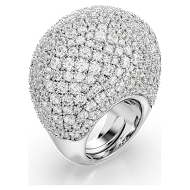 Sublima cocktail ring, Large, White, Rhodium plated - Swarovski, 5737617