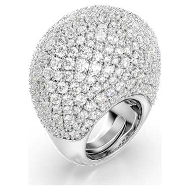 Sublima cocktail ring, Large, White, Rhodium plated - Swarovski, 5737617