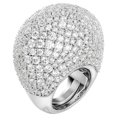 Sublima cocktailring, L, Wit, Rodium toplaag - Swarovski, 5737617