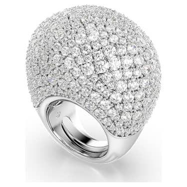 Sublima cocktail ring, Large, White, Rhodium plated - Swarovski, 5737617