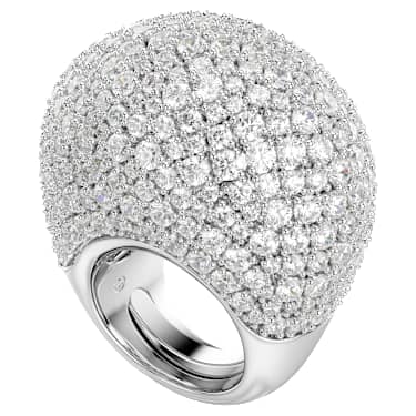 Sublima cocktailring, L, Wit, Rodium toplaag - Swarovski, 5737617