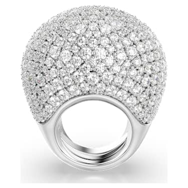 Sublima cocktail ring, Large, White, Rhodium plated - Swarovski, 5737617