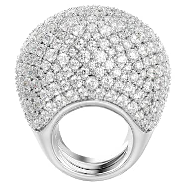 Sublima cocktailring, L, Wit, Rodium toplaag - Swarovski, 5737617