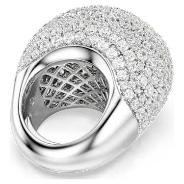 Sublima cocktail ring, Large, White, Rhodium plated - Swarovski, 5737617