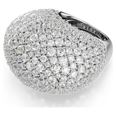 Anello cocktail Sublima, Grande, Bianco, Placcato rodio - Swarovski, 5737618