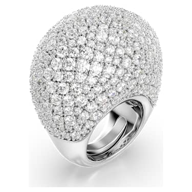 Anello cocktail Sublima, Grande, Bianco, Placcato rodio - Swarovski, 5737618
