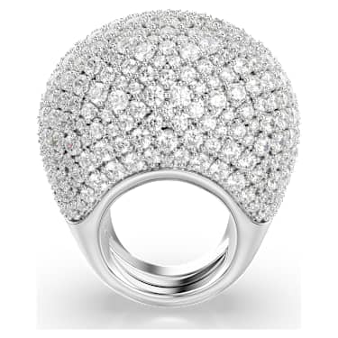 Anello cocktail Sublima, Grande, Bianco, Placcato rodio - Swarovski, 5737618