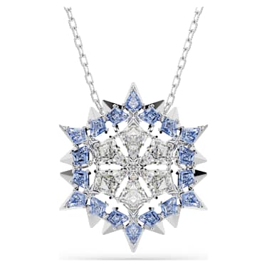 Magic pendant and brooch, Snowflake, Blue, Rhodium plated - Swarovski, 5737619