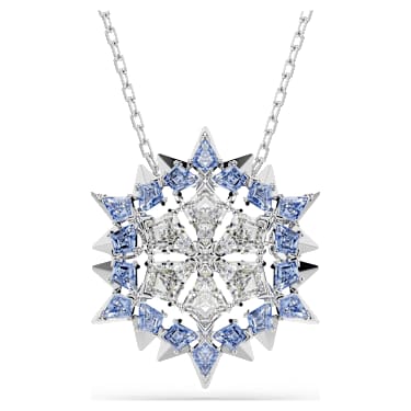 Magic pendant and brooch, Snowflake, Blue, Rhodium plated - Swarovski, 5737619