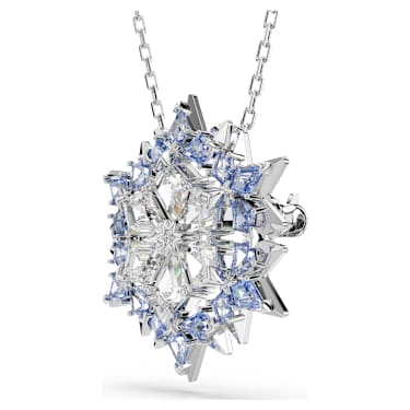 Magic pendant and brooch, Snowflake, Blue, Rhodium plated - Swarovski, 5737619