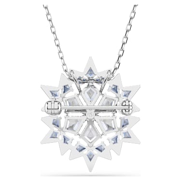 Magic pendant and brooch, Snowflake, Blue, Rhodium plated - Swarovski, 5737619