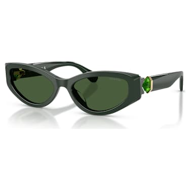 Sunglasses, Cat-eye shape, SK6045, Green - Swarovski, 5737917