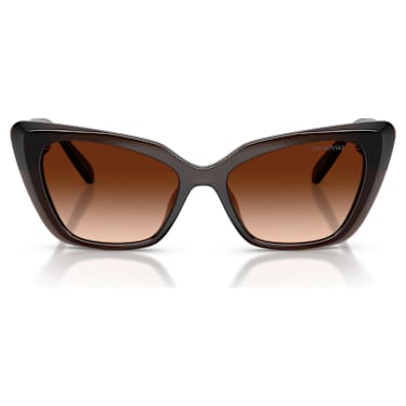 Sunglasses, Cat-eye shape, SK6047, Dark brown - Swarovski, 5737923