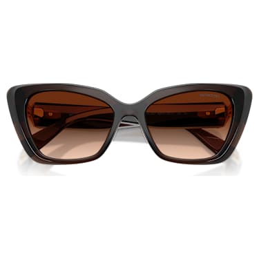 Sunglasses, Cat-eye shape, SK6047, Dark brown - Swarovski, 5737923