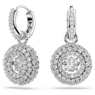 Sublima 水滴形耳環, 圓形切割, 白色, 鍍白金色 - Swarovski, 5738193