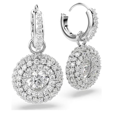 Sublima csepp alakú fülbevaló, Körmetszéses, Fehér, Ródium bevonattal - Swarovski, 5738193