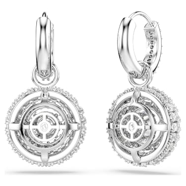 Pendants d'oreilles Sublima, Taille ronde, Blanches, Métal rhodié - Swarovski, 5738193