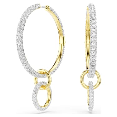 Obročasti uhani Dextera, Okrogli rez, Beli, V videzu 18-karatnega zlata - Swarovski, 5738201