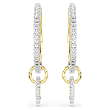 Dextera Kreolen, Rundschliff, Weiß, 18K Goldbeschichtet - Swarovski, 5738201