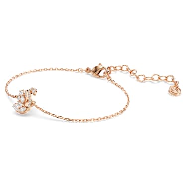 Swan bracelet, Mixed cuts, Swan, White, Rose gold-tone plated - Swarovski, 5738202