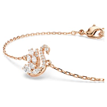 Swan 手鏈, 混合式切割, 天鵝, 白色, 鍍玫瑰金色調 - Swarovski, 5738202