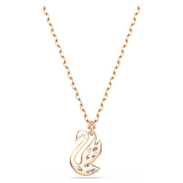 Swan medál, Vegyes metszés, Hattyú, Fehér, Rózsaarany-tónusú bevonattal - Swarovski, 5738203