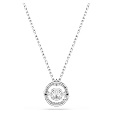 Pendentif Constella, Taille ronde, Dancing stone, Blanc, Métal rhodié - Swarovski, 5738247