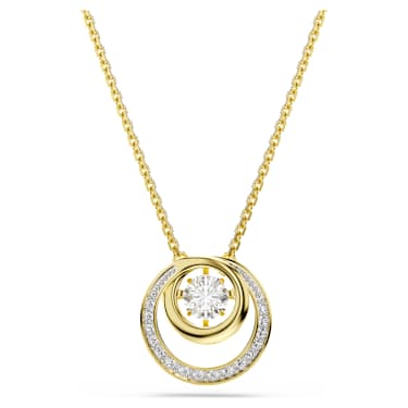 Hyperbola pendant, Round cut, White, 18K gold finish - Swarovski, 5738248