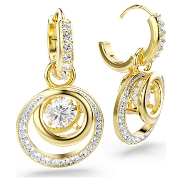 Pendants d'oreilles Hyperbola, Taille ronde, Blanches, Placage de ton or - Swarovski, 5738249
