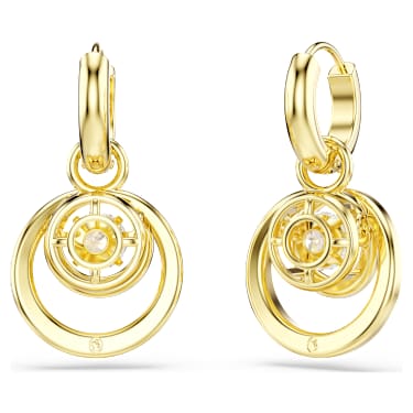Hyperbola ドロップピアス, ラウンドカット, ホワイト, 18Kゴールドコーティング - Swarovski, 5738249
